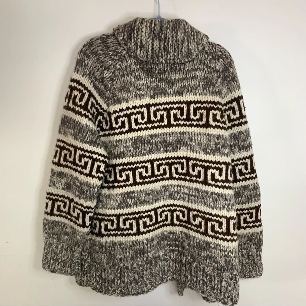 Cowichan Handmade Wool Sweater Jacket L - Picture 2 of 6